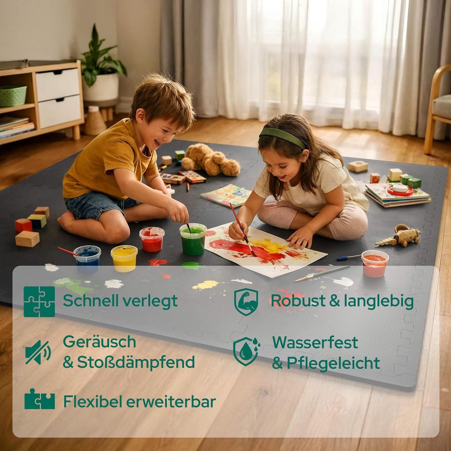 18er-Set Rutschfeste Puzzlematte Bodenschutz