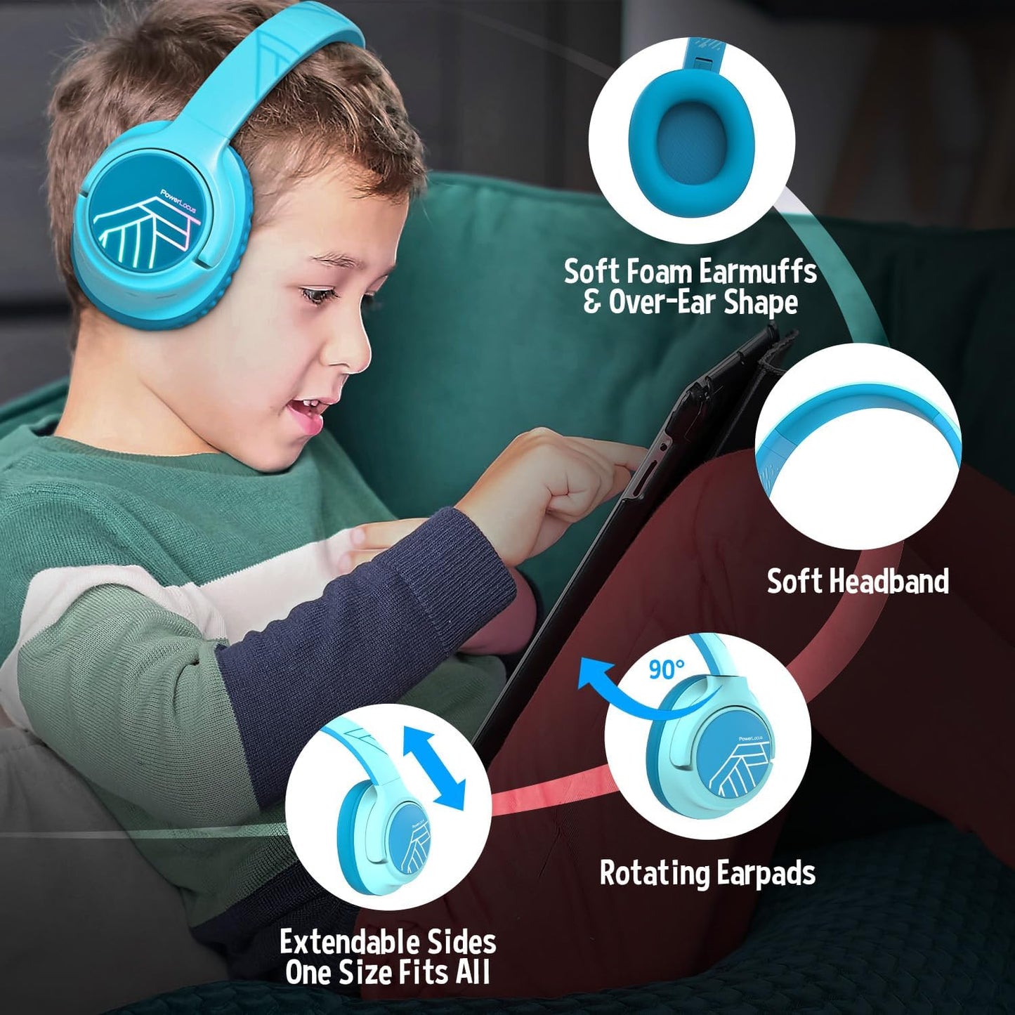 Bobo Bluetooth-Kopfhörer für Kinder, Blau