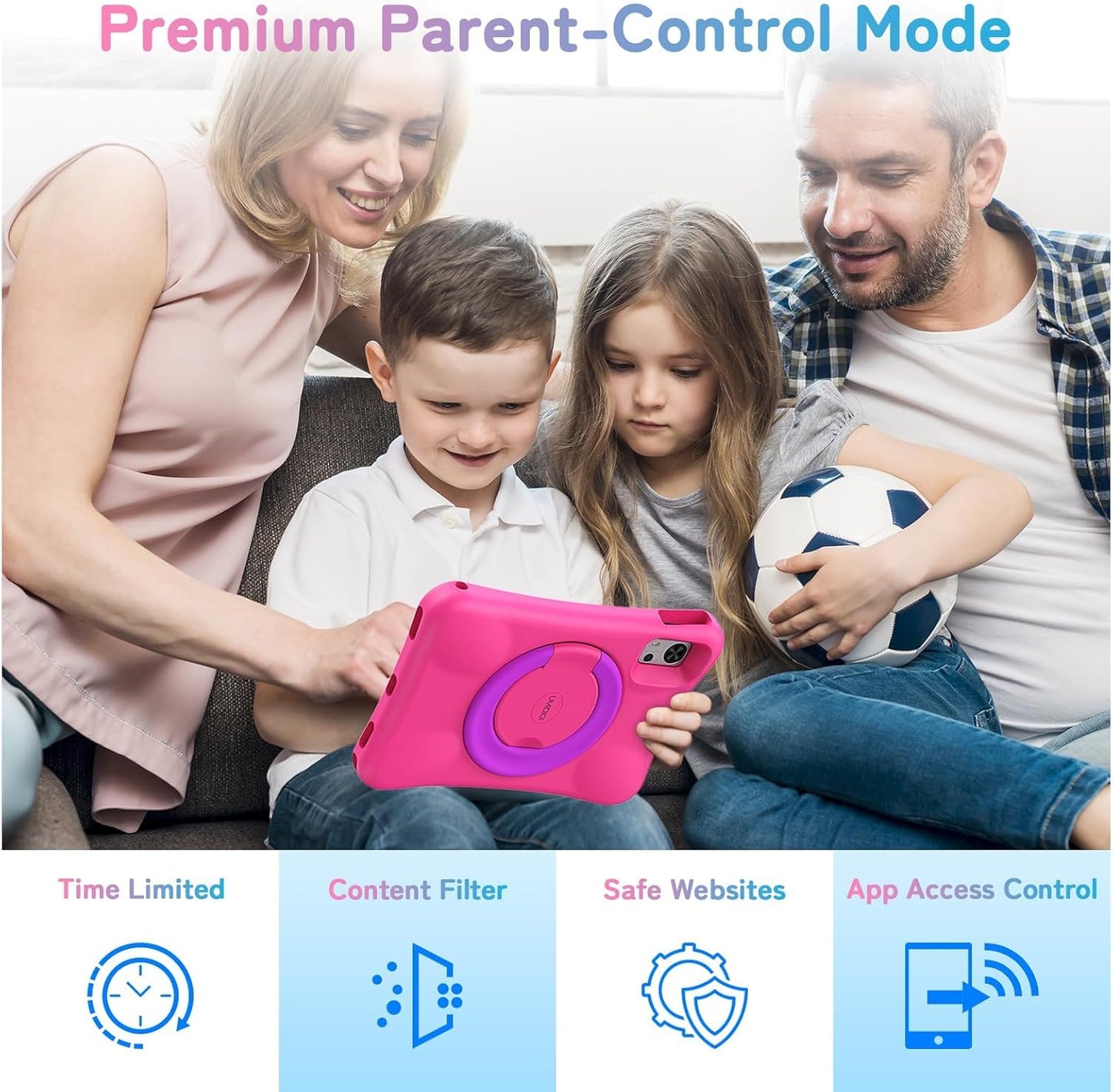 Kinder-Tablet mit Elterlicher Kontrolle, Pink