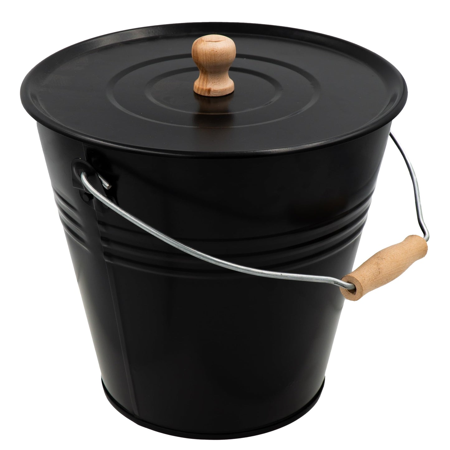 Ascheeimer mit Deckel, 12 Liter Schwarz