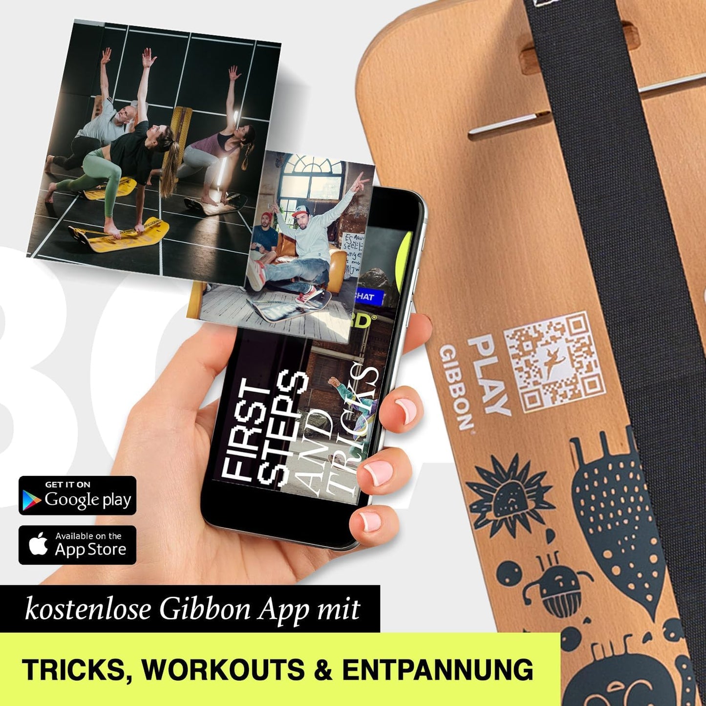 Gyboard Balance Board mit App-Unterstützung, Schwarz / Weiss
