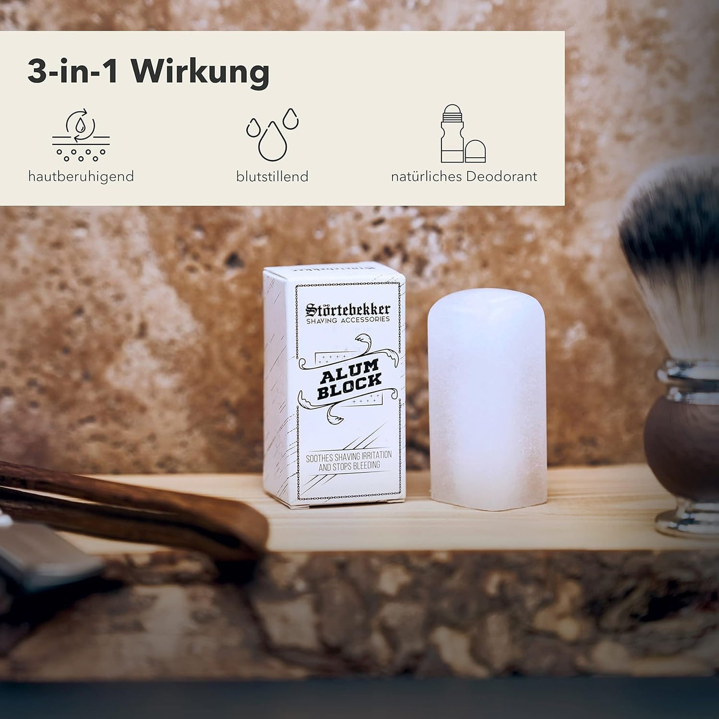 Gentleman Essential Set, Rasierhobel Schwarz - Rasierständer Schwarz