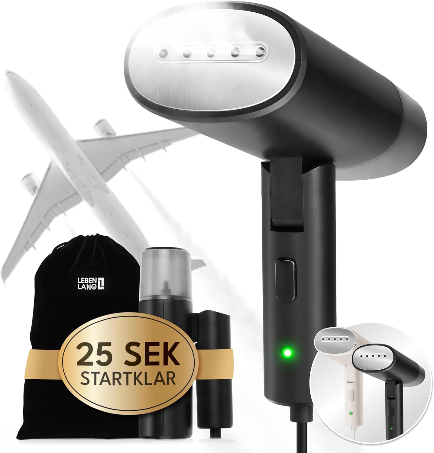 Reise-Dampfglätter LB5267, Schwarz - 900w & 120ml