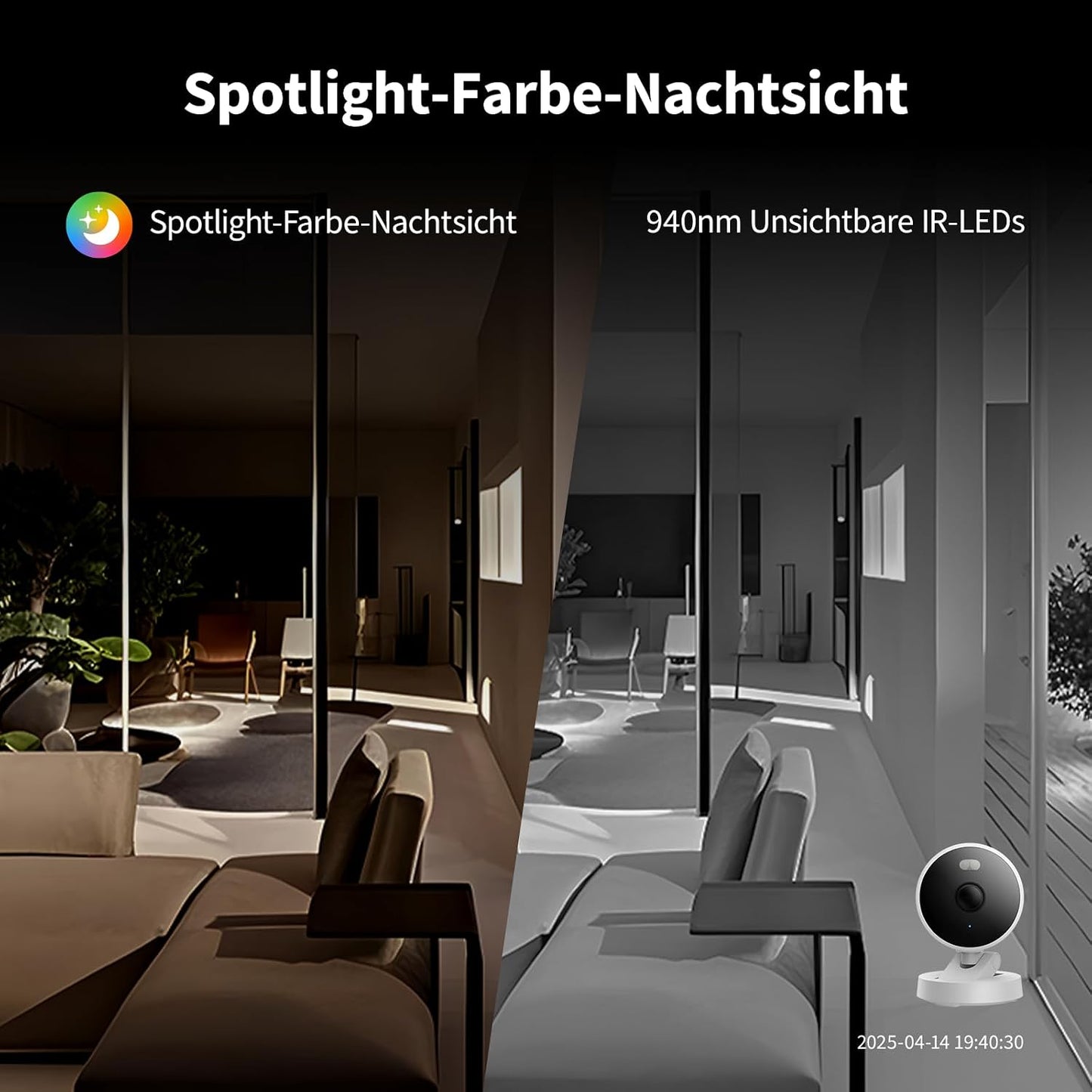 G100 2K Überwachungskamera mit KI-Erkennung, Schwarz
