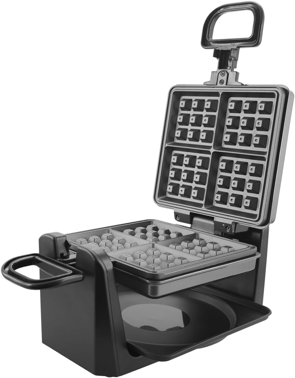 Drehbarer Waffelautomat für 4 belgische Waffeln, Beschichtung verbessert - BPA frei