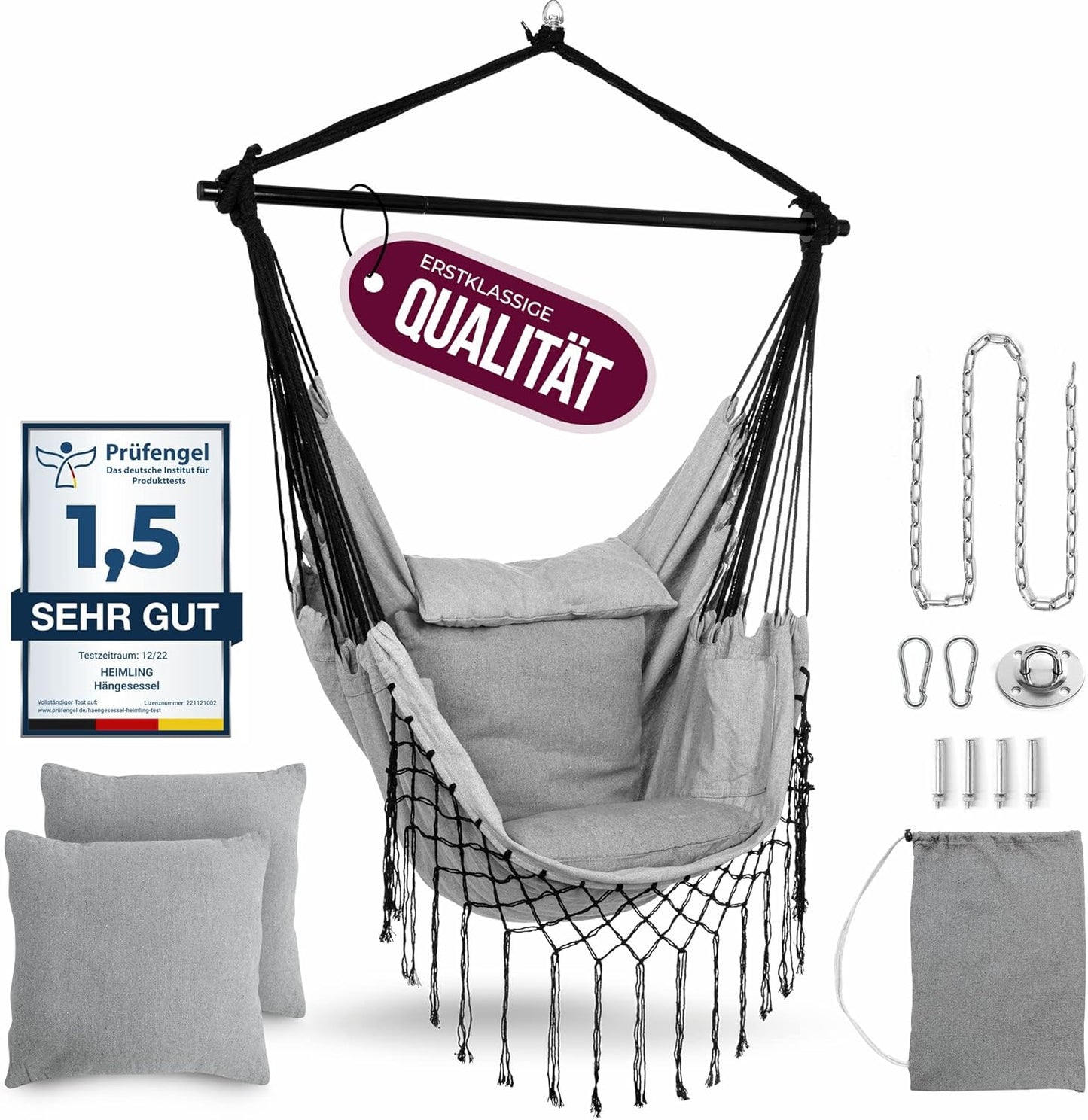 XXL Hängesessel für Indoor & Outdoor, Warmes Grau