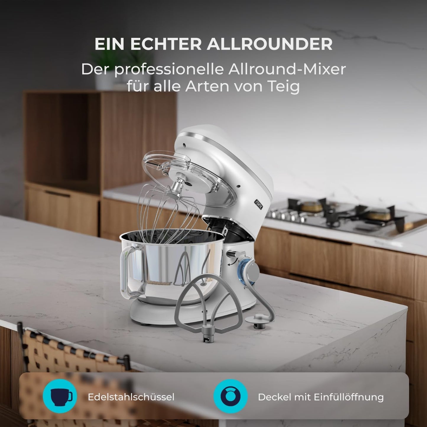 Küchenmaschine mit Zubehör, Silber