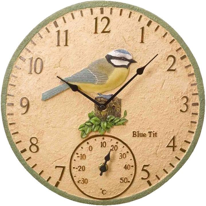 Wanduhr Blue Tit mit Temperaturanzeige