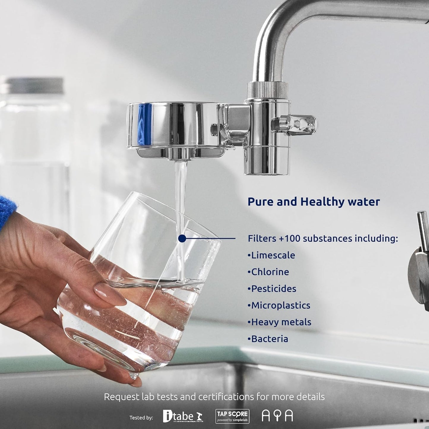 EcoPro Compact Wasserfilter-Set (inkl. 6 Kartuschen), Verchromt + 6 Ersatzkartuschen
