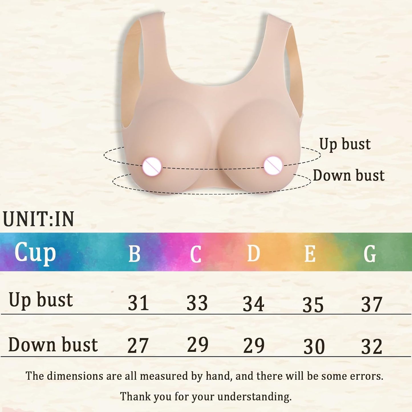 Brustform D-Cup Crossdressing, D cup-Flüssig Silikon Füllung Elfenbeinweiss