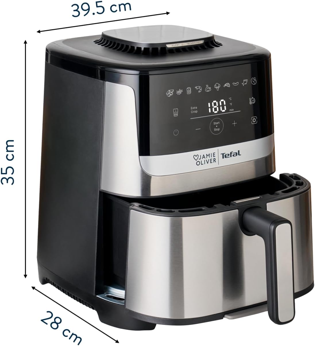 Easy Fry Silence Deluxe Heissluftfritteuse EY55JDE0, Deluxe 5 L by Jamie Oliver