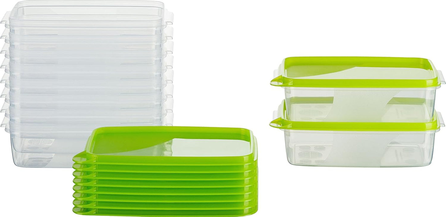 10-teiliges Gefrierdosen-Set, 0,5l Rechteckig Flach (10 Stk)