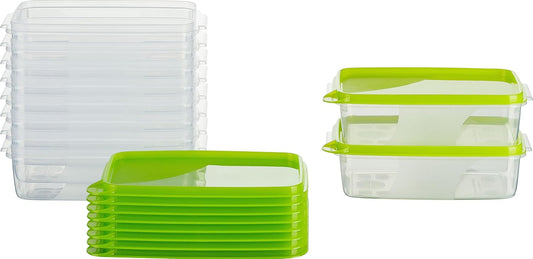 10-teiliges Gefrierdosen-Set, 0,5l Rechteckig Flach (10 Stk)