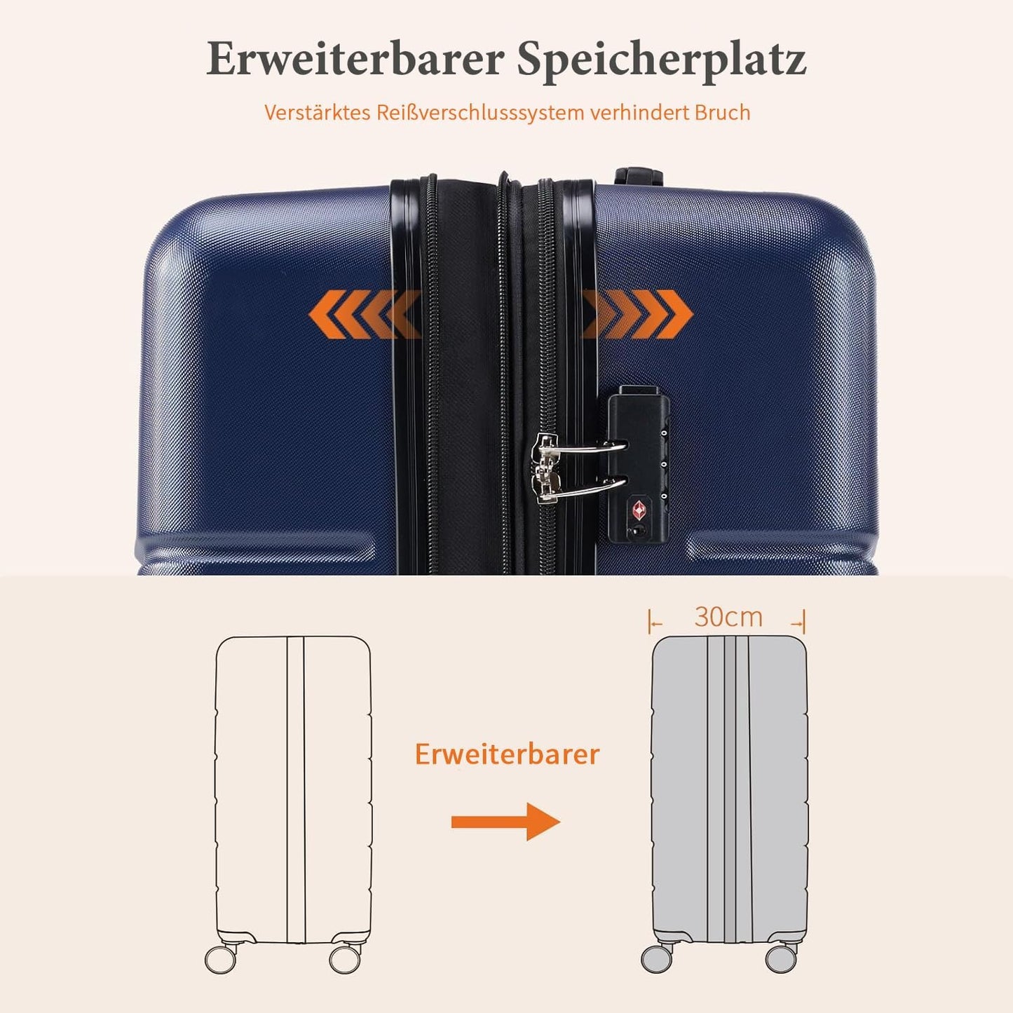 3-teiliges Hartschalenkofferset, Xlx-blau