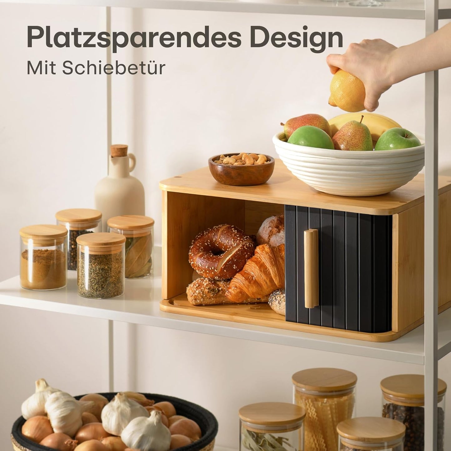 Brotkasten mit Schiebetür, Schwarz