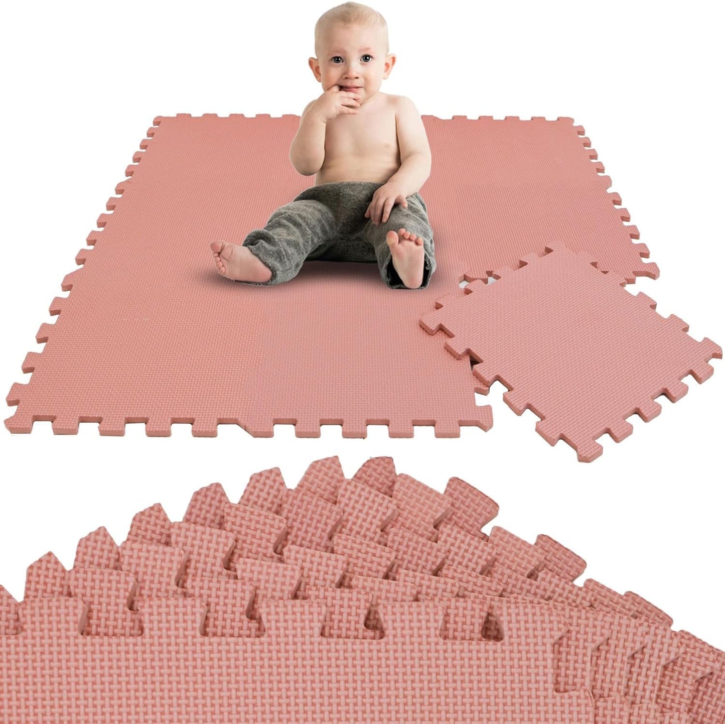 9-teiliges Babypuzzlematte Krabbel- und Spielmatten-Set, Rosa