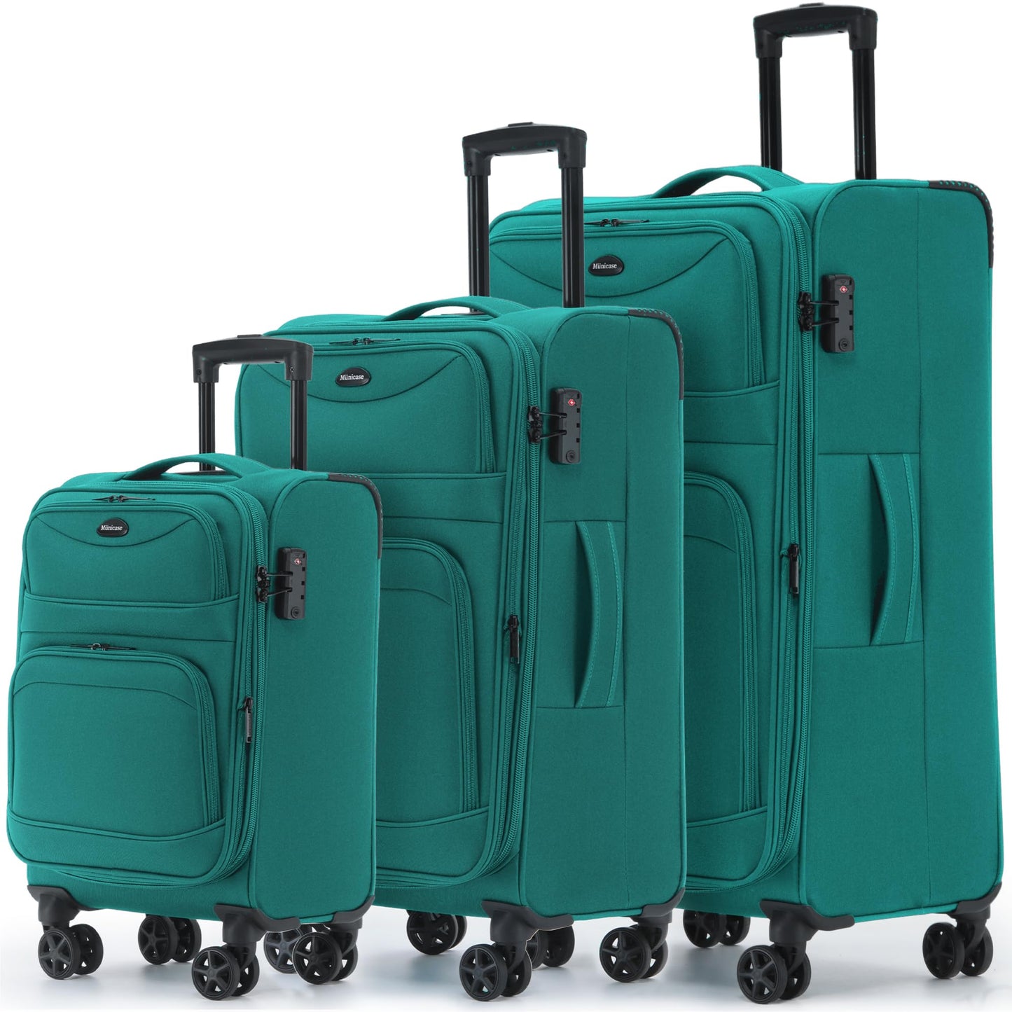 Stoffkoffer-Set erweiterbar mit TSA-Schloss (3-teilig), Türkis Kofferset (3-teilig) erweiterbar