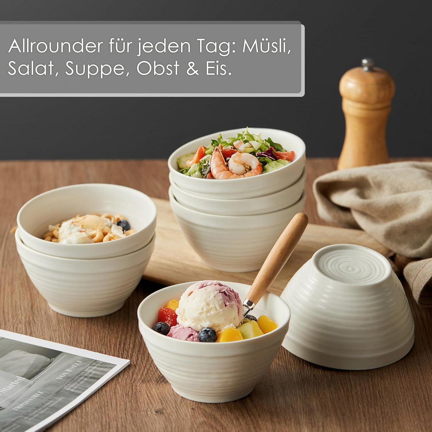 Müslischalen-Set, Cremeweiss 48er set