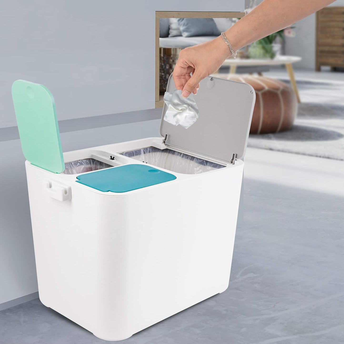 Mülltrennsystem Tom, Grau-Mint-Petrol|36 Liter