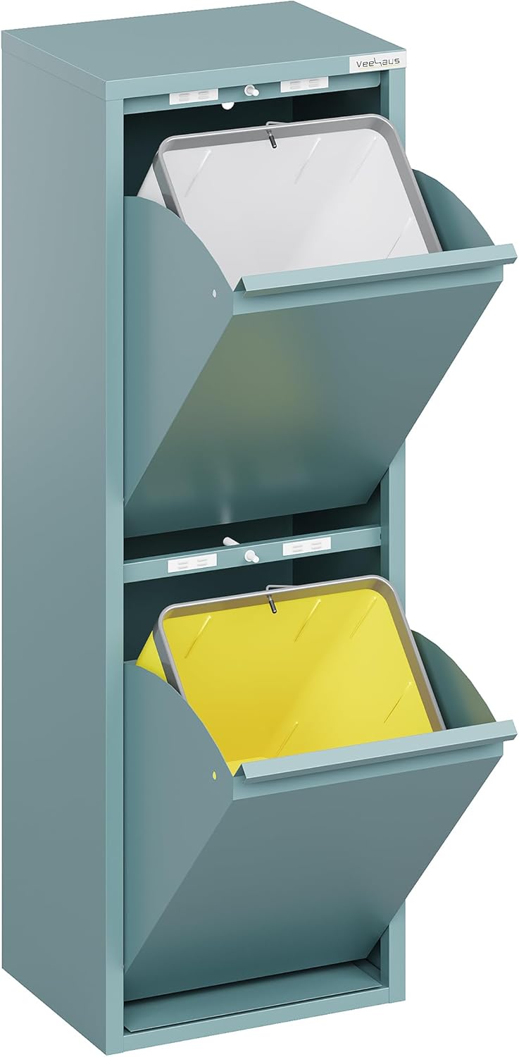 Mülleimer mit Klappen (2 x 15 L), 2 x 15 L Blau