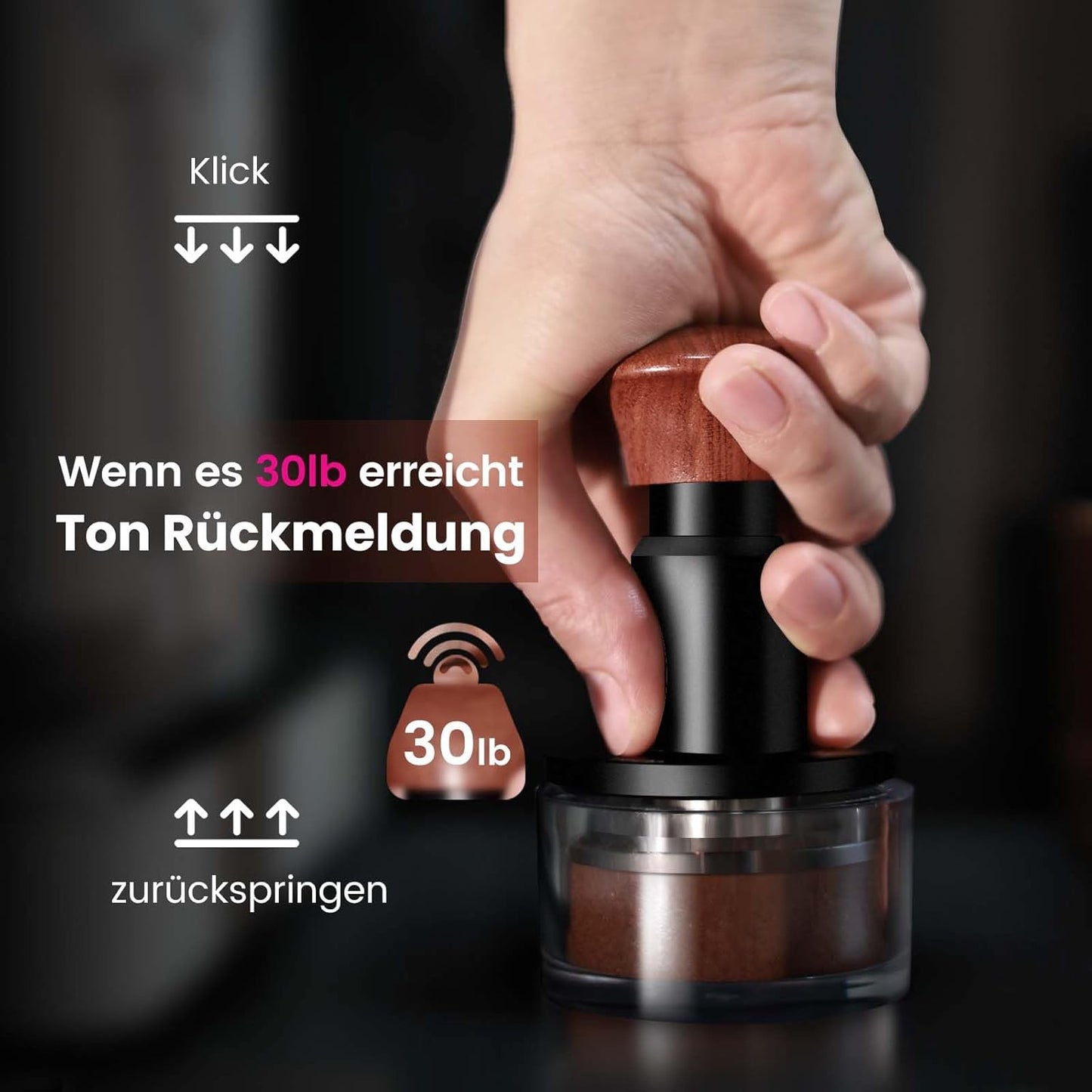 Espresso Tamper für Siebträger, Schwarz / 54mm
