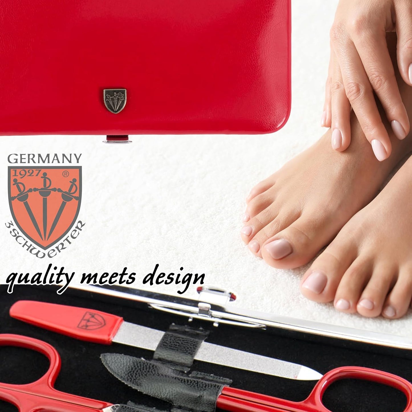 Cuneo - 8-teiliges Nagelpflegeset, KUNSTLEDER - ROT