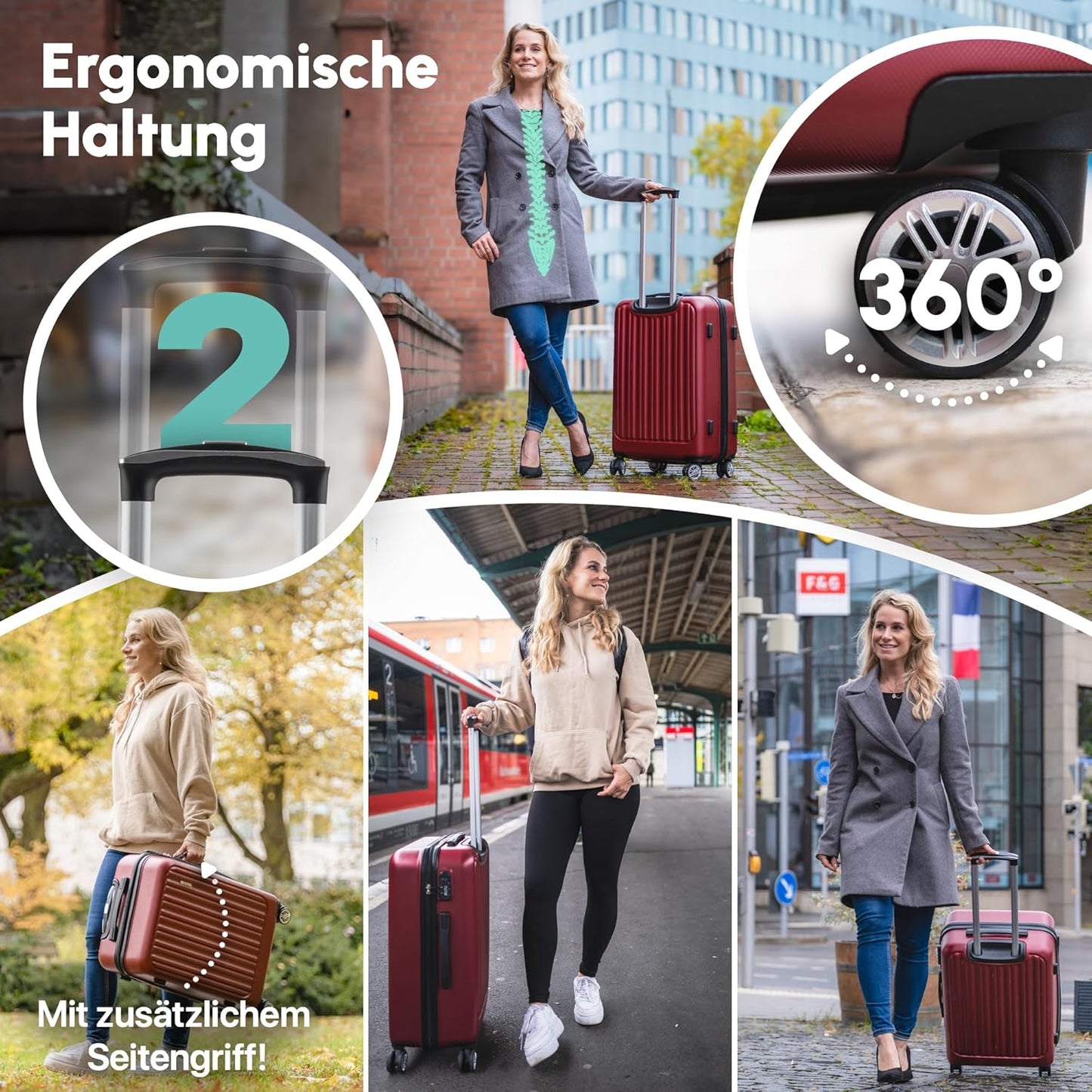 ABS Hartschalenkoffer, 54cm Wine Red