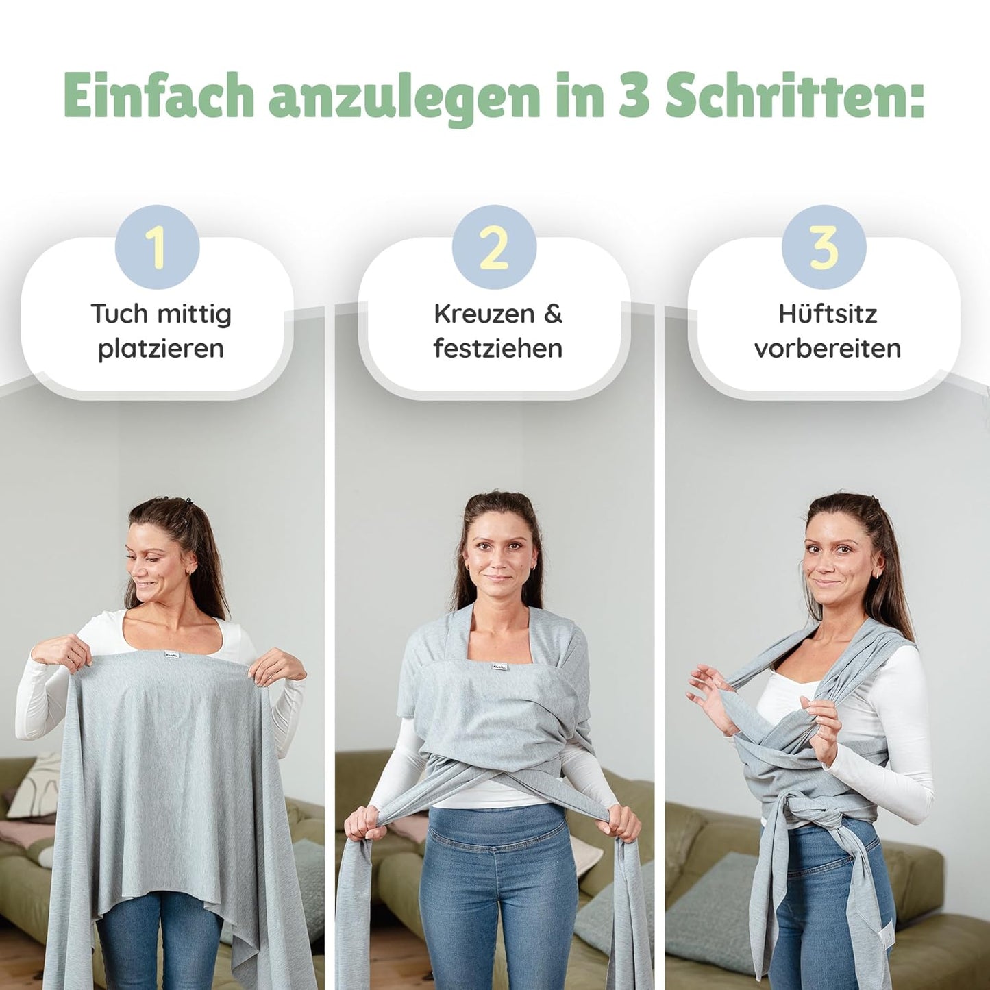 Elastisches Babytragetuch, Grau