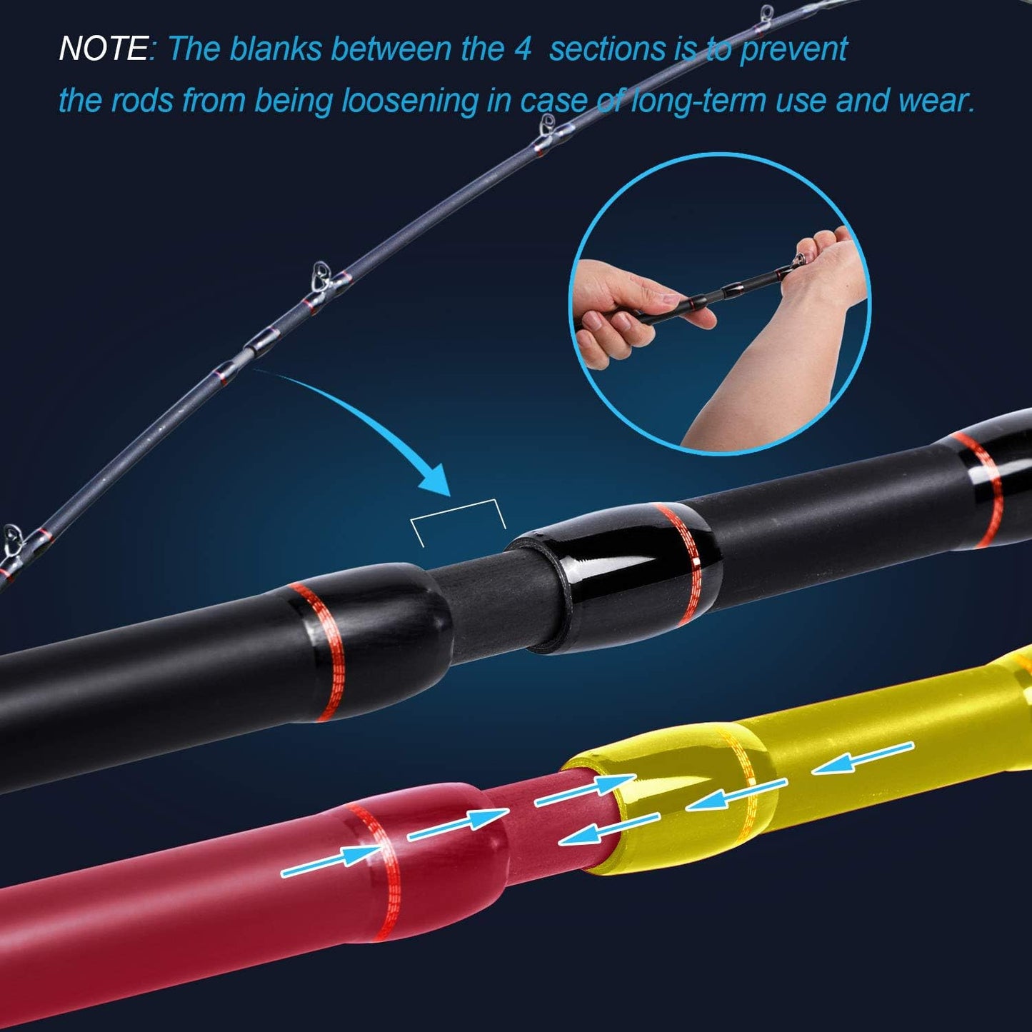 4-teiliges Angelruten-Set, 2.1M/6.89FT with Right Handed Reel A-Baitcasting Rute und Spule