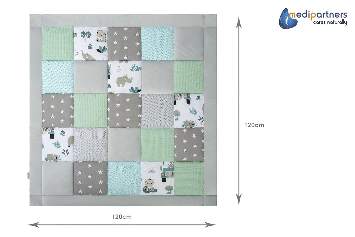 Krabbeldecke Zoo, 120x120cm, 120x120cm Mint Zoo
