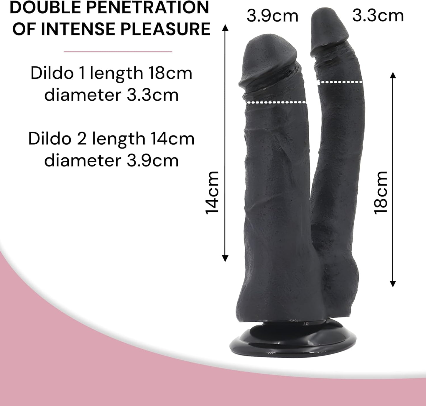 Realistischer Doppeldildo mit Saugnapf, 510g