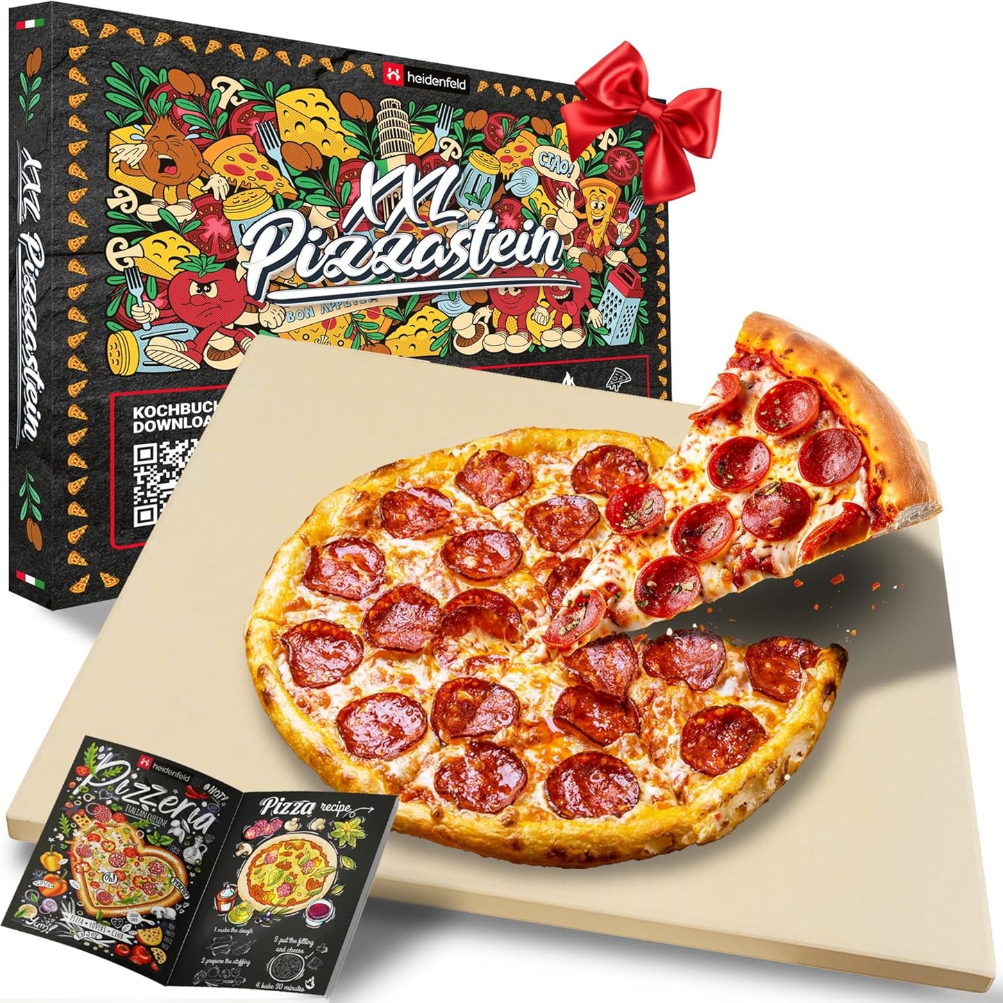 XXL Pizzastein für Backofen & Grill, 46.5 X 35.5 X 1.5 Cm