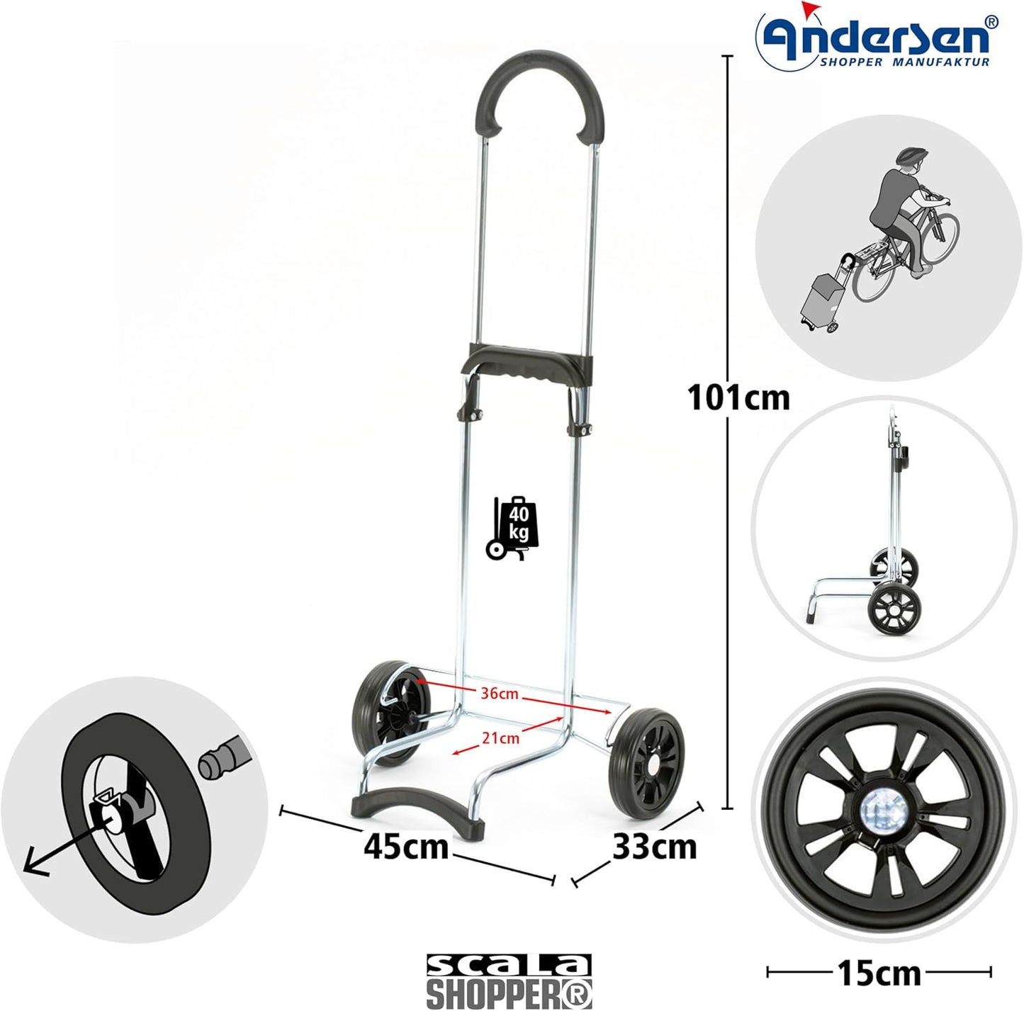 Scala Milla Einkaufstrolley klappbar - 54L, belastbar bis 40 kg, Rot