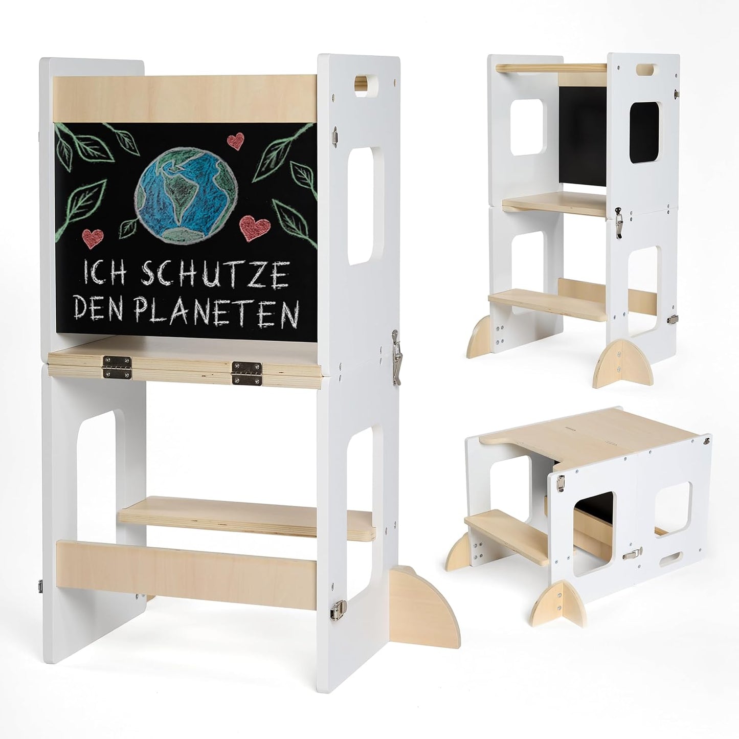 Klappbarer Lernturm mit Tafel