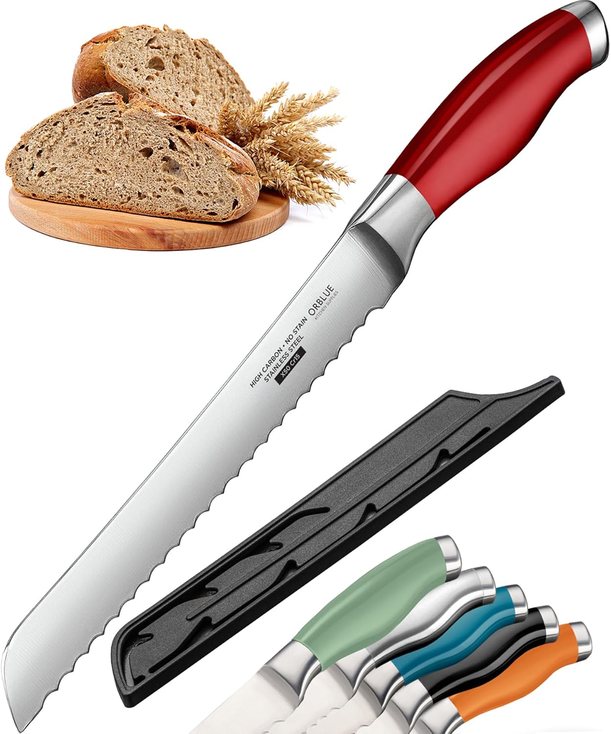 Brotmesser mit Wellenschliff, Red