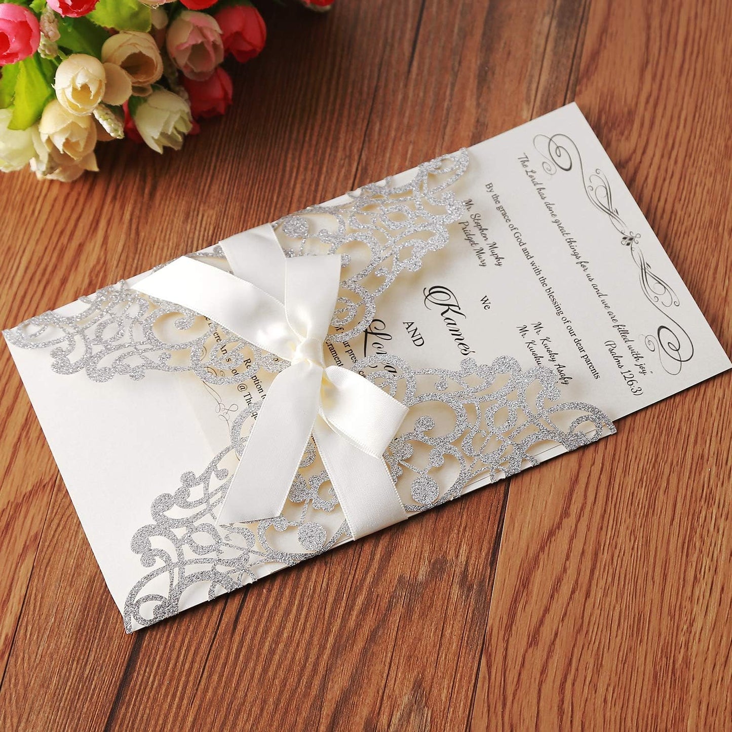 20 Stk. Hochzeit Einladungskarten - blanko, Silber Glitzer 20 Stück Leeres Papier