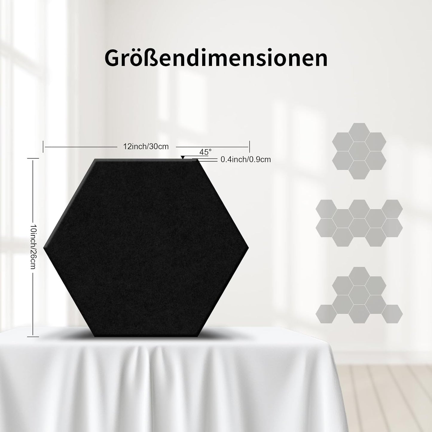 18-teiliges Akustikplatten-Set, 18 Stück schwarz