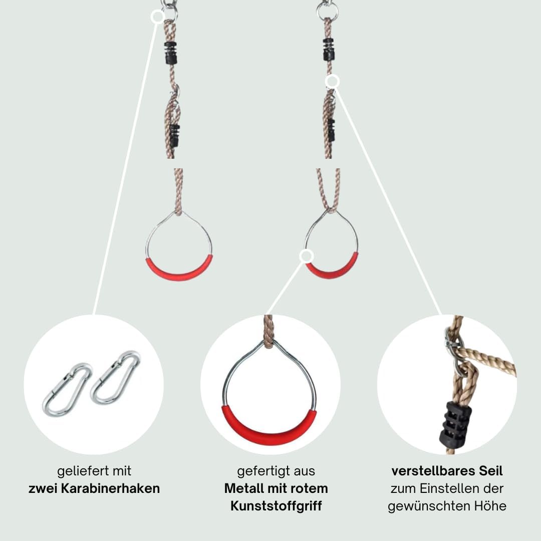 Gymnastikringe, Ringe Metall Rot