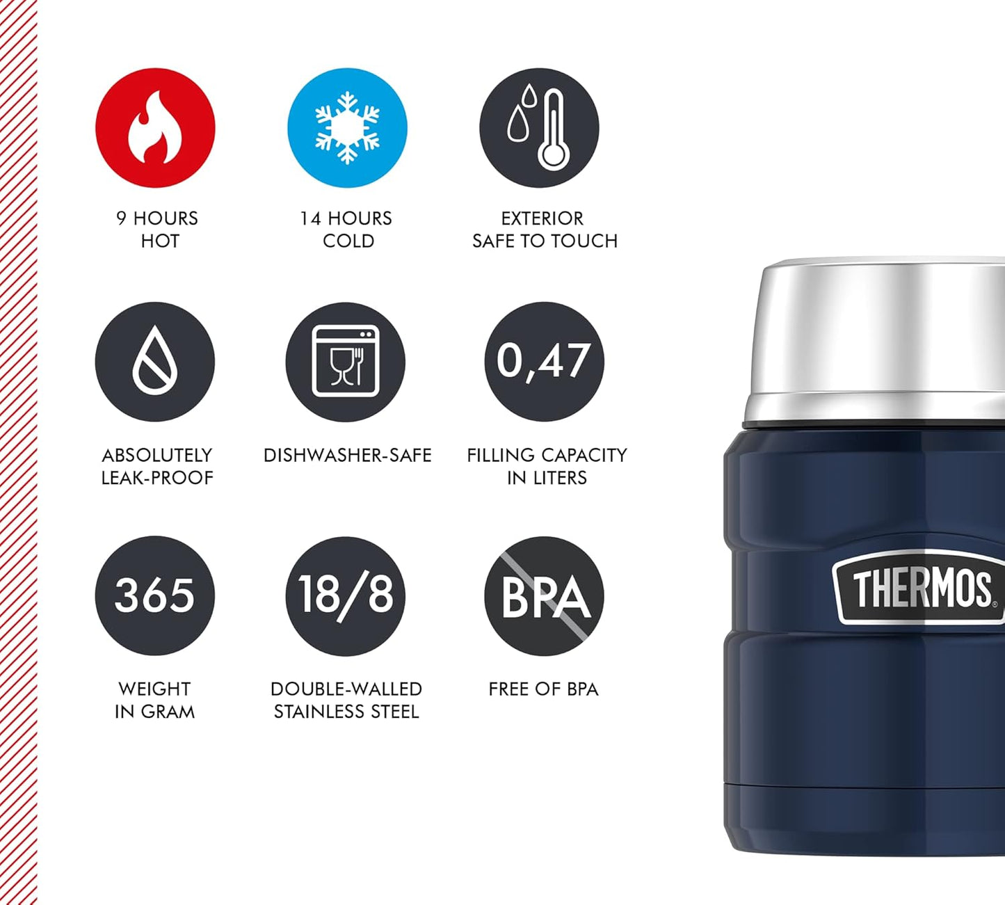 Thermobehälter King, Midnight Blue Polished 0,47 l