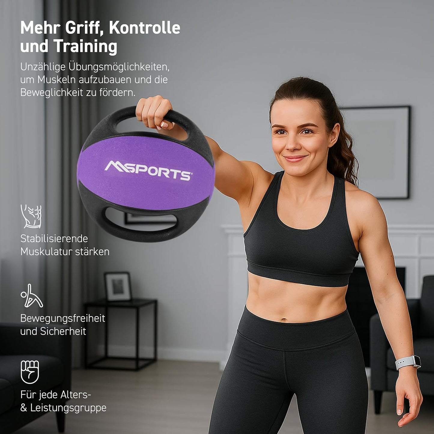 Medizinball mit Griffen, 6 kg, 6 kg - Lila