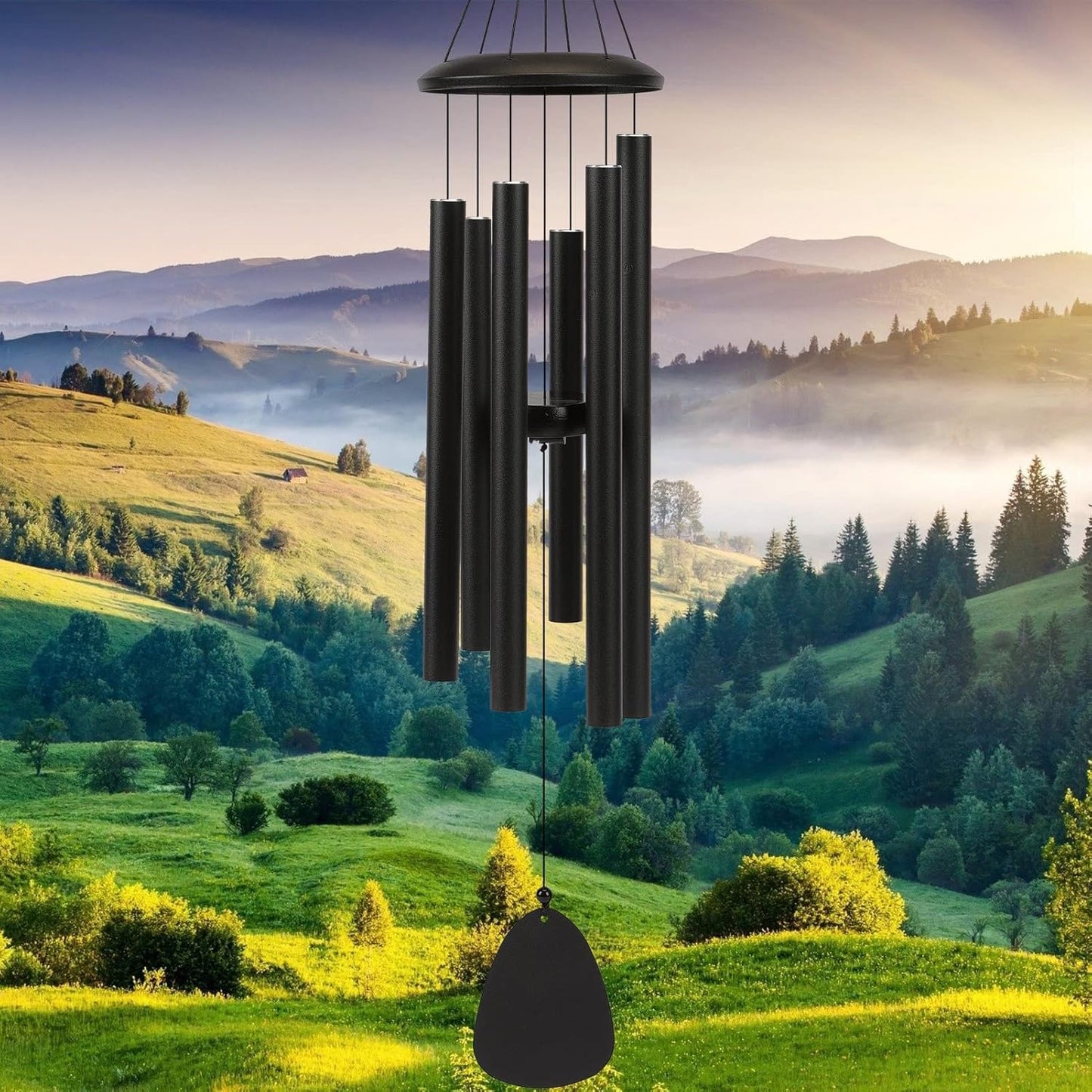 Windspiel mit 6 Röhren, 32" Schwarz