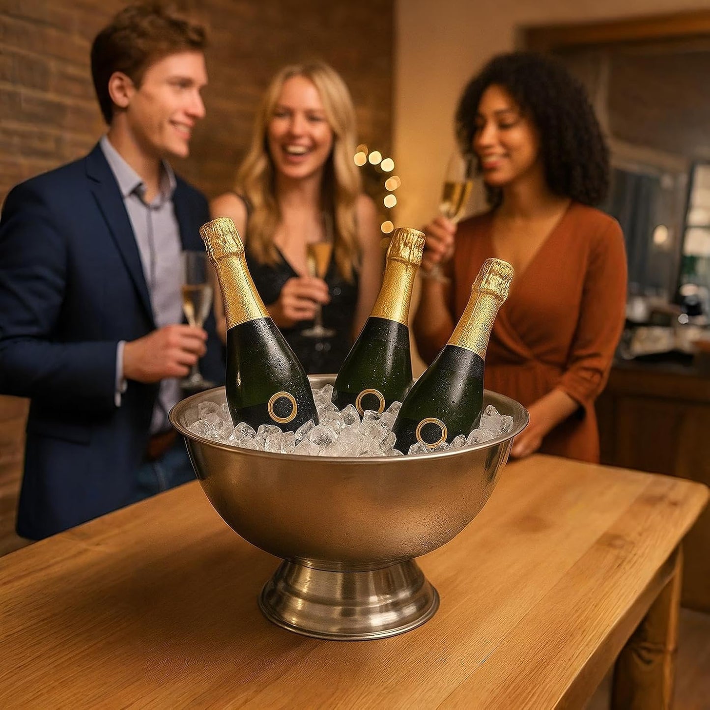2 x Flaschenkühler, 2x Champagnerwanne Edelstahl