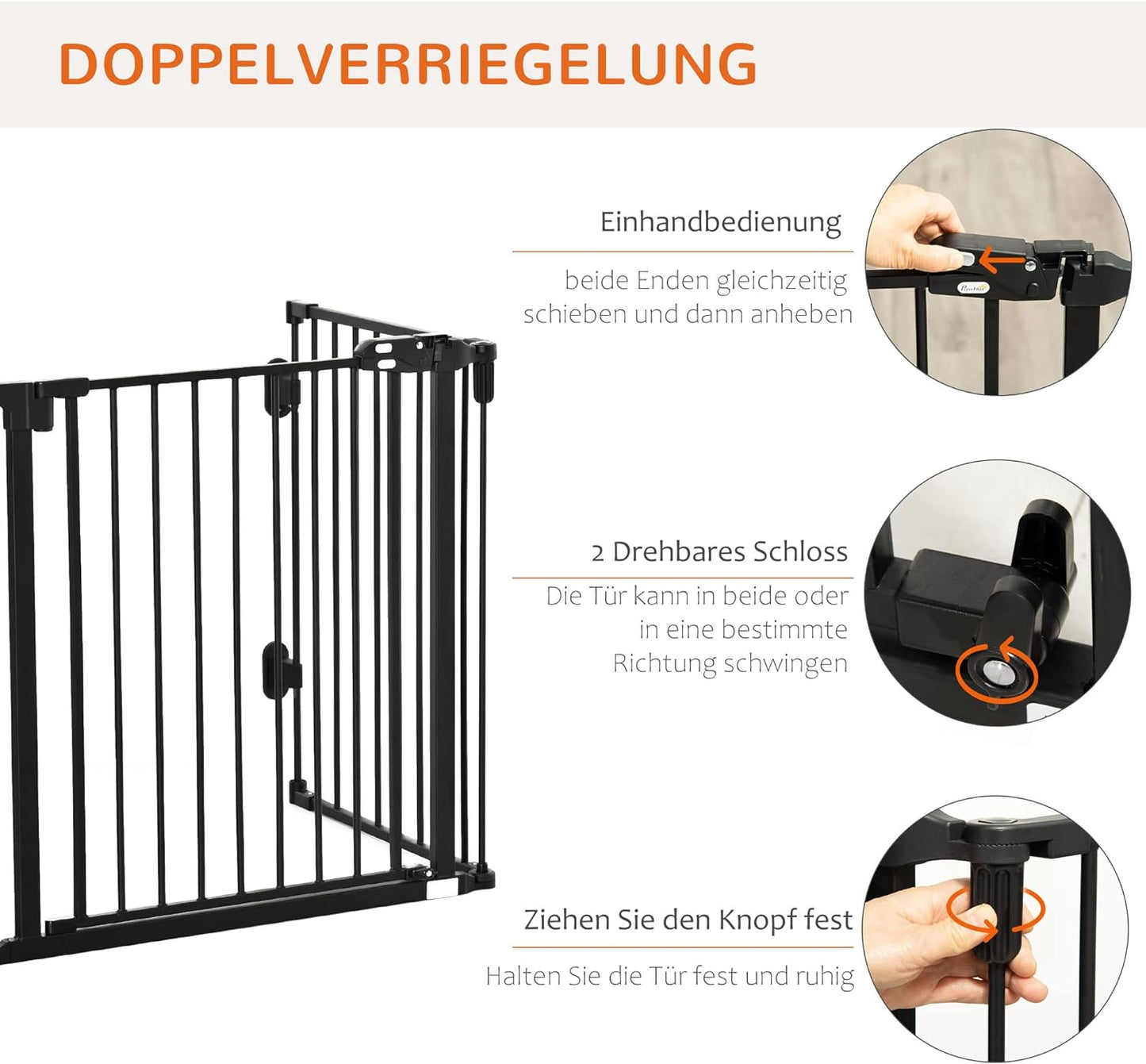 Absperrgitter mit verstellbaren Winkeln, Schwarz