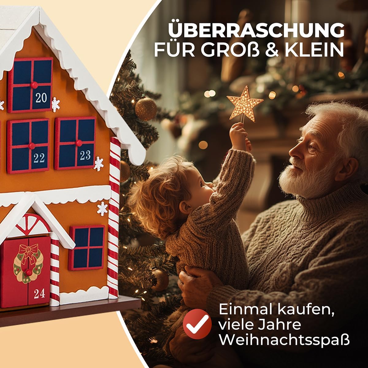 Adventskalender Winterhäuschen zum Befüllen, Winterhäuschen