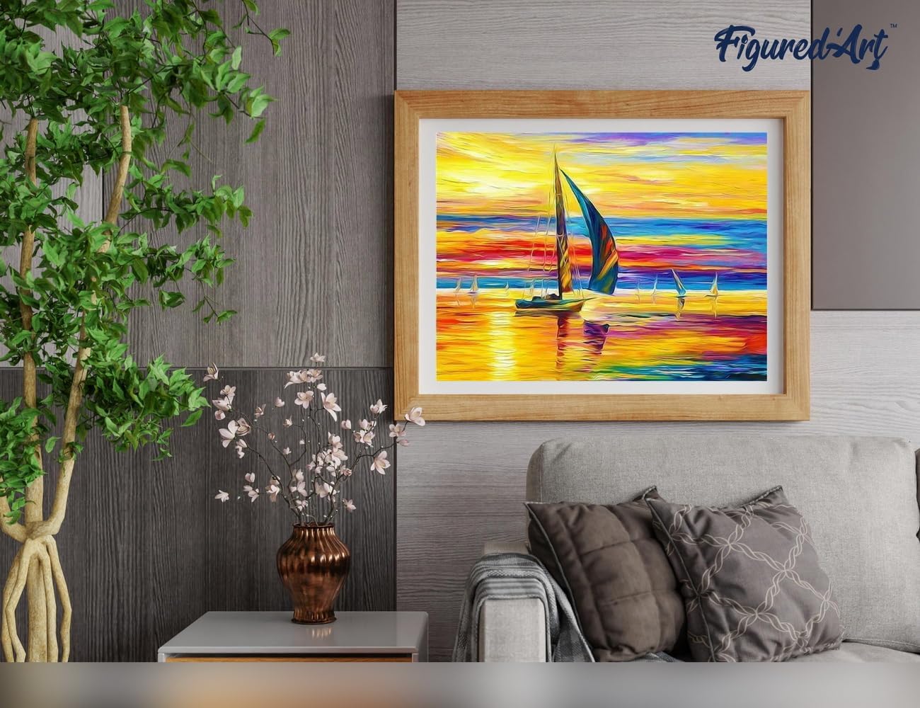 Malen nach Zahlen - Meeresufer und Sonnenuntergang, Meeresufer und Sonnenuntergang 40x50cm Mit Keilrahmen (nicht gespannt)