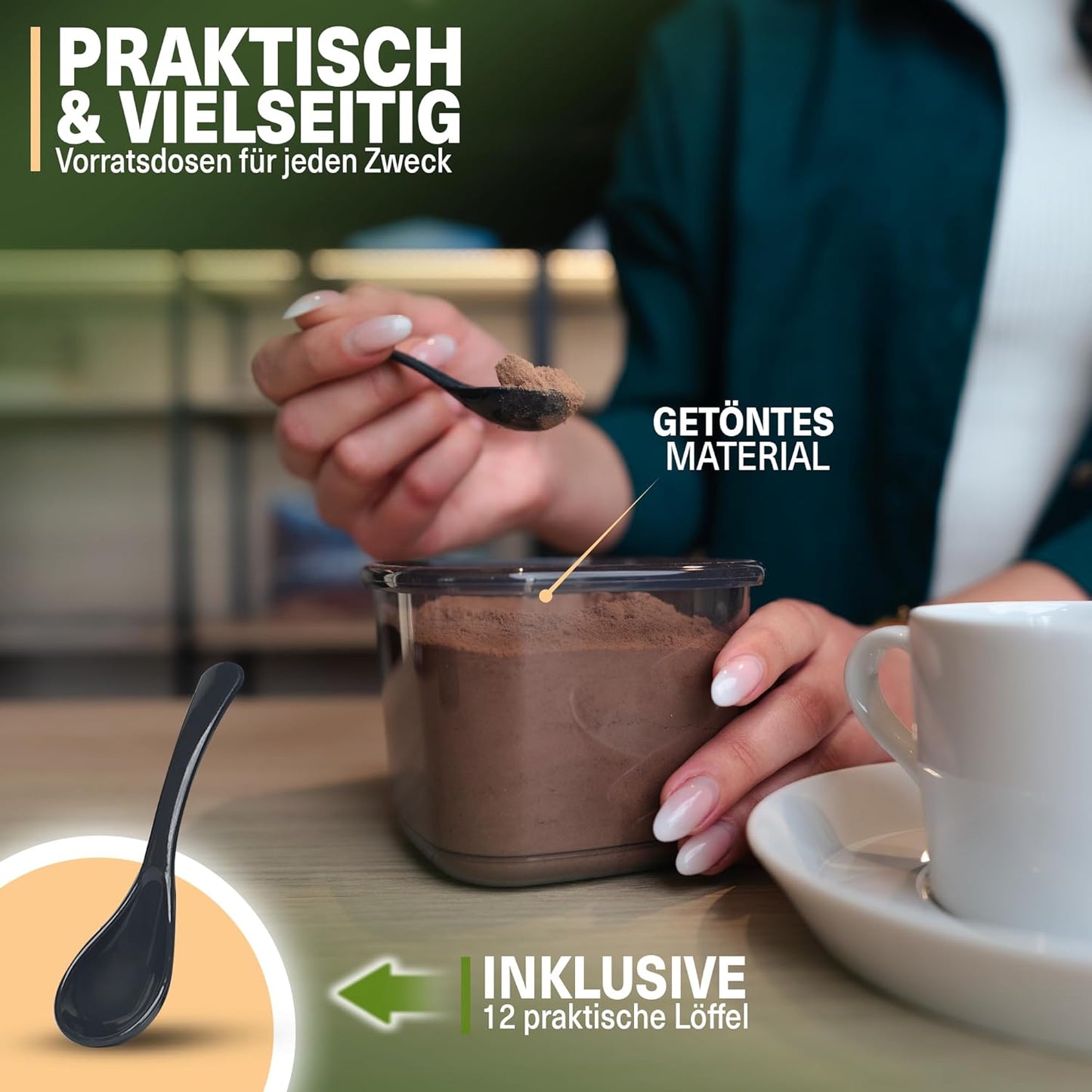 12er Set Vorratsdosen, 12er Set 550ml Grau