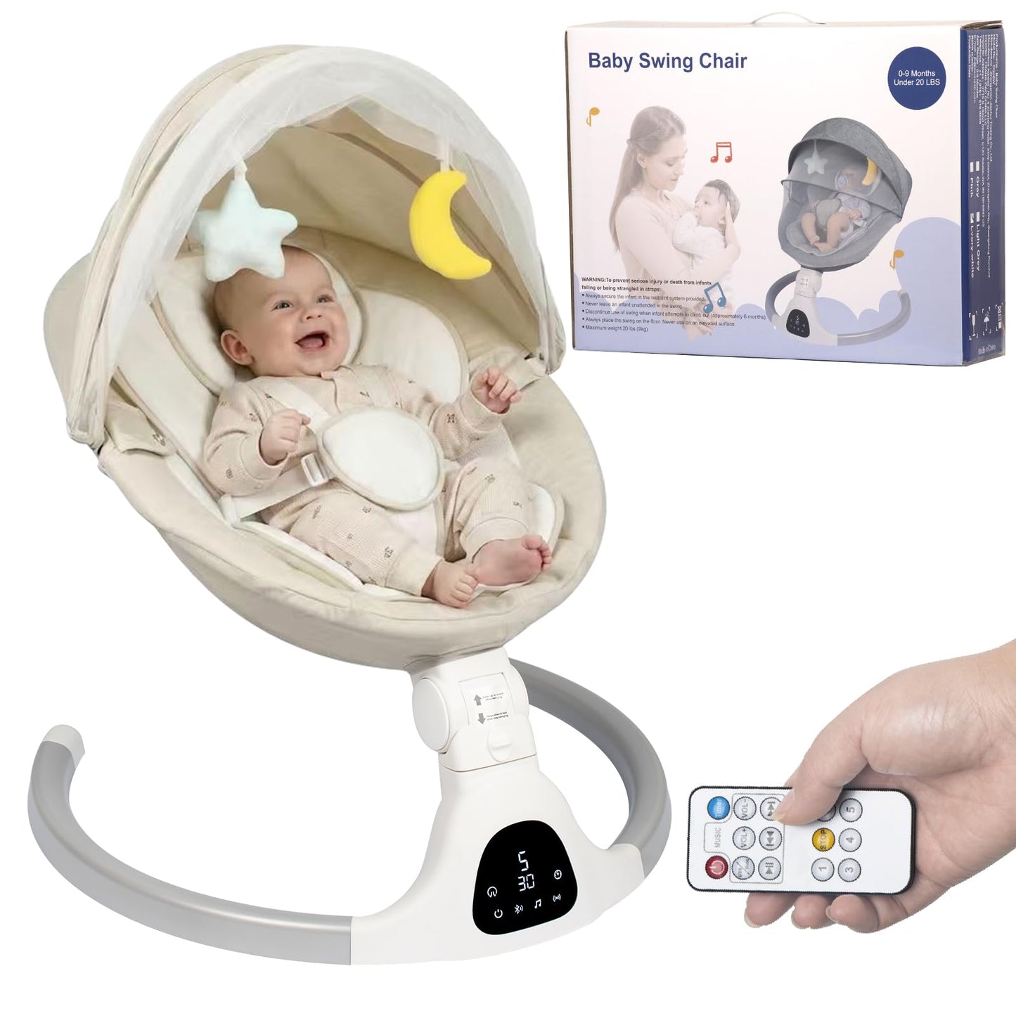 Elektrische Babywippe, Elfenbeinweiss
