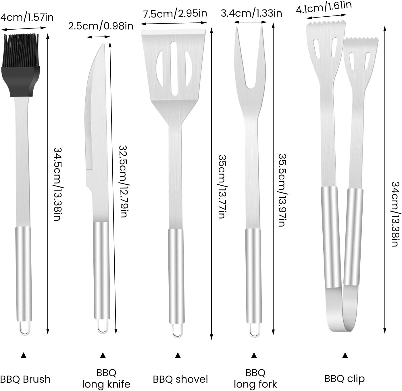 Grillbesteck-Set (5-teilig) für Garten und Camping, 5pcs