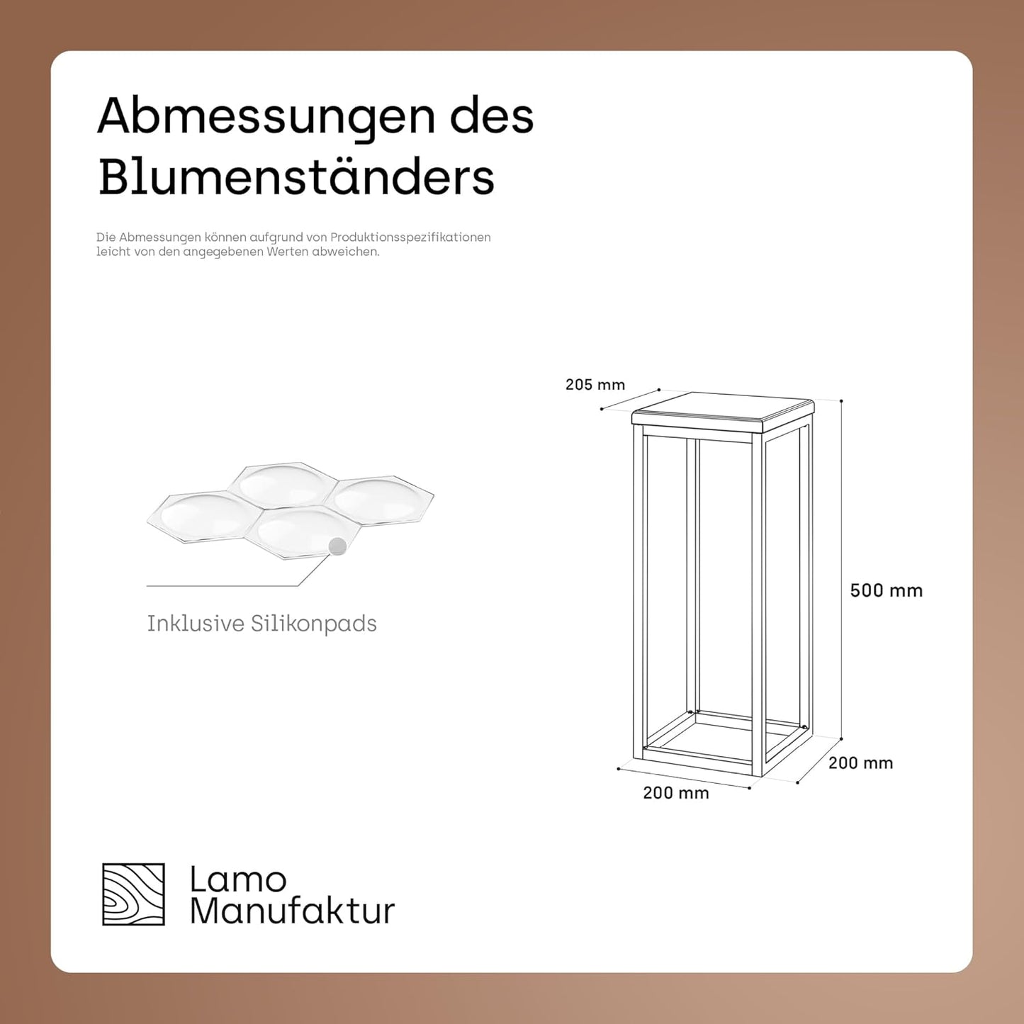 Blumenständer, Grauweiss Gestell mit Dunkel Platte 50 cm