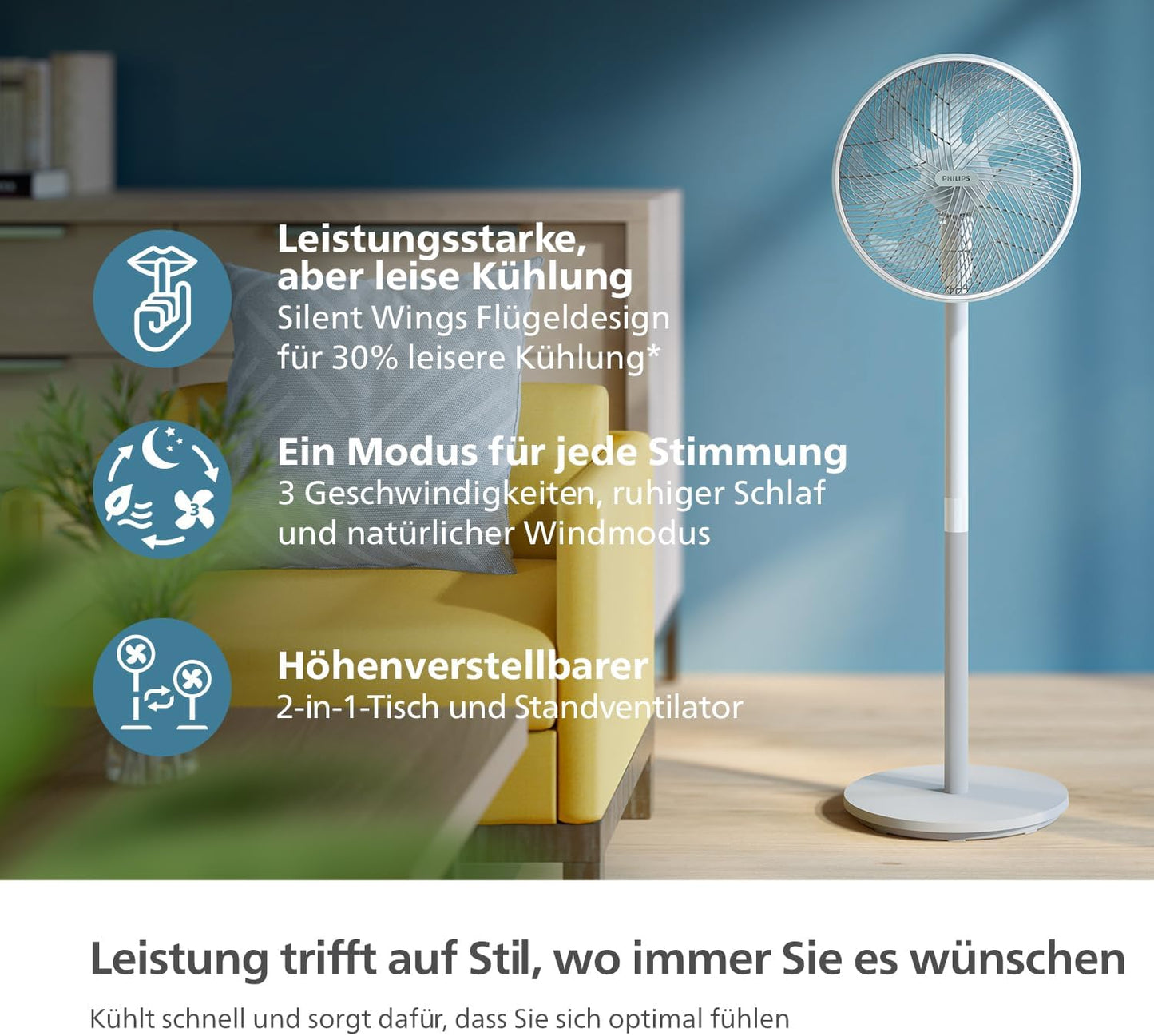 Standventilator Serie 2000 mit SilentWings Technologie, Standventilator weiss